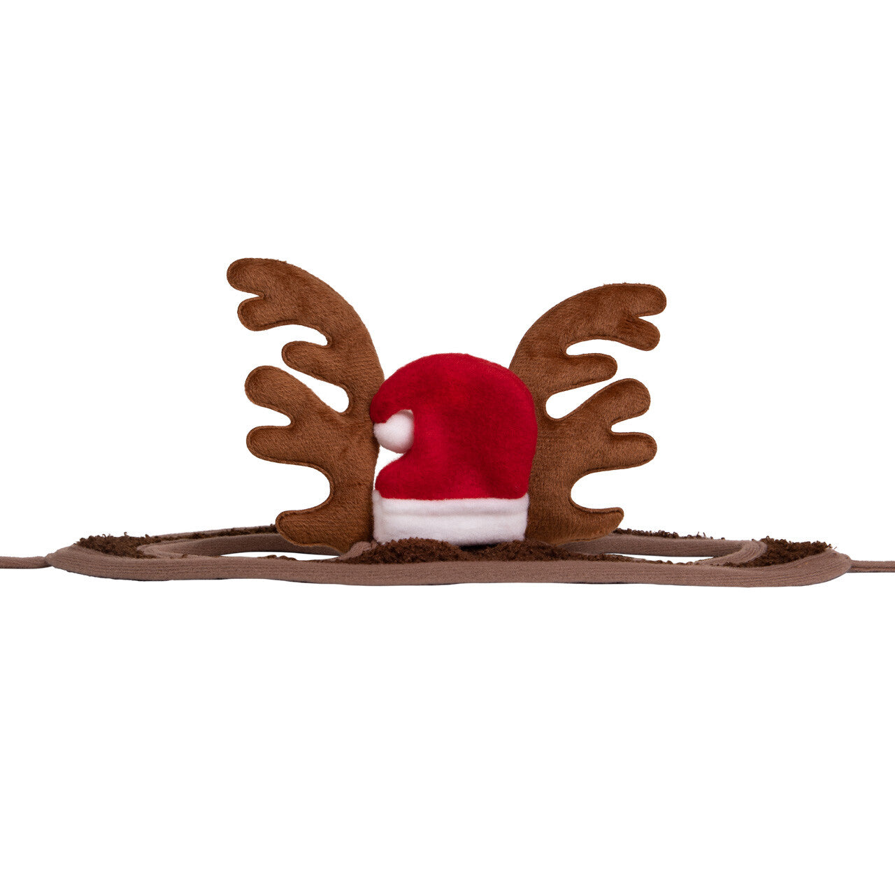 Cheval en chapeau de Noël avec des bois