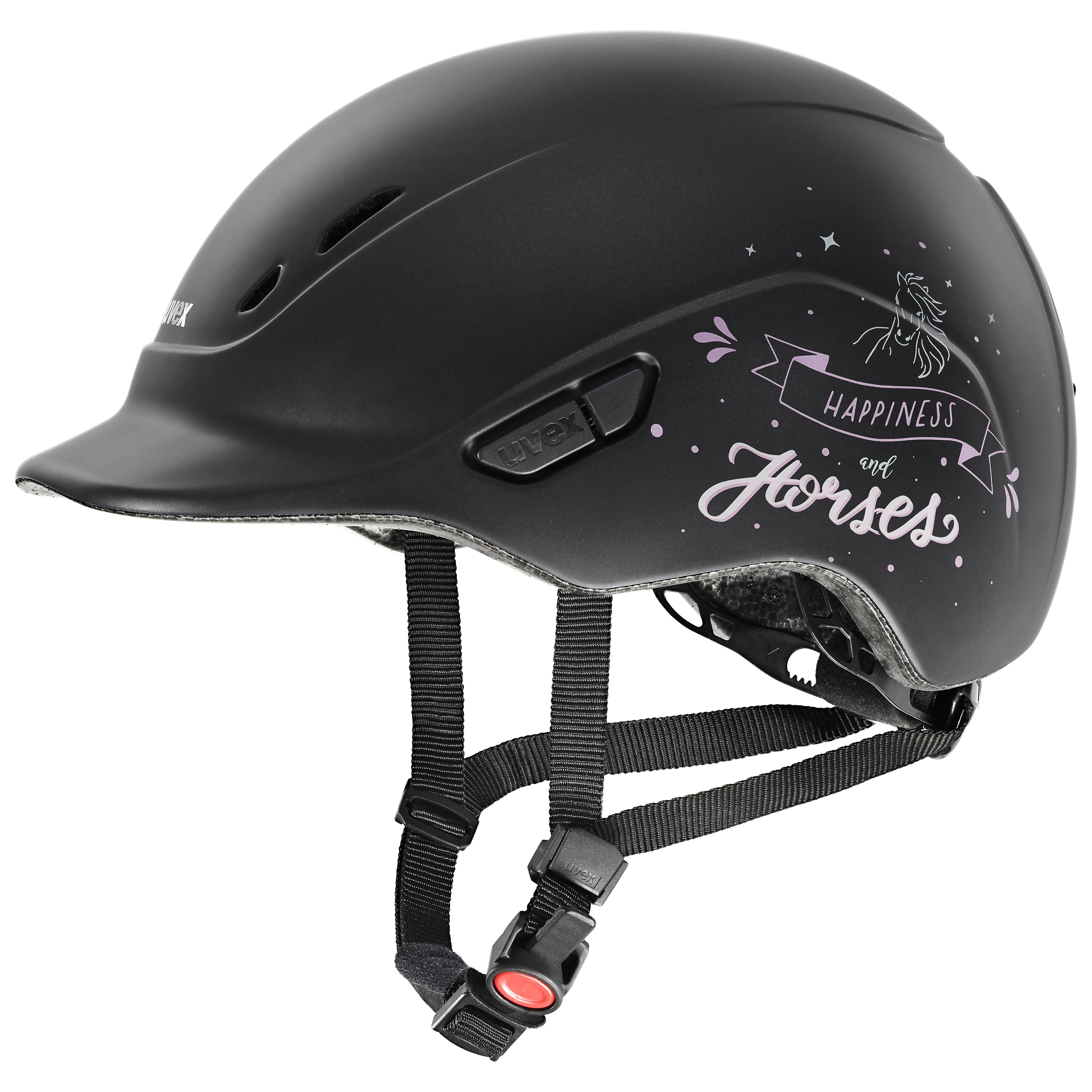 Uvex - Happy Horse Black - Casque d'équitation réglable pour enfants taille 49-54 cm