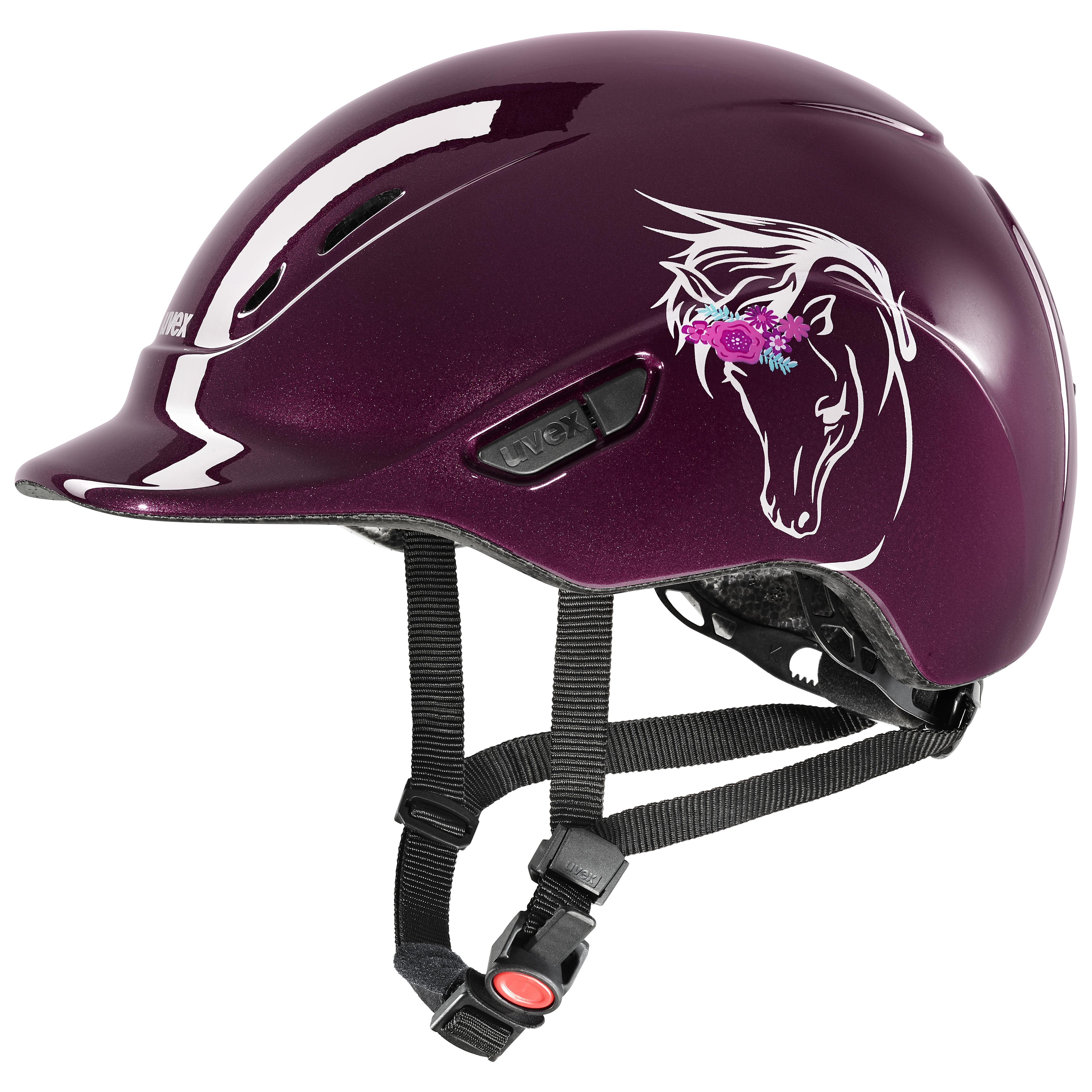 Uvex - Shiny Flower Burgundy - Casque d'équitation ajustable enfant taille 49-54 cm